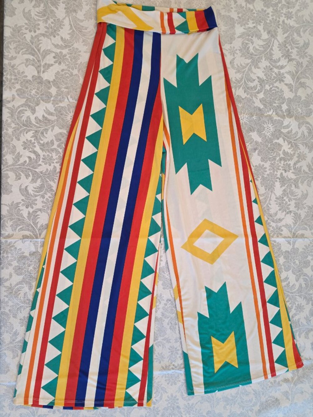 Pretty Young Thing Bold Geometric Stripe Palazzo Pants High Waist Wide Leg S/M